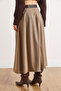 Women's Mink Belted Zippered Maxi Pleated Skirt Etk-19000377 - 6