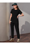 Women Black Tie-Waist Top and Trousers Co-Ords - 6