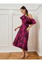 Women Pink Floral One Shoulder A-Line Midi Dress - 3