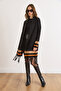 Women's Black Camel Tasseled Poncho Cardigan Hrk-19000338 - 2