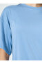 Women Blue Solid Oversized T-Shirt - 4