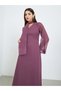 Women Lilac Textured Maxi Dress with Neck Tie Detail - 2