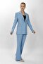 Oversize Single Button Classic Jacket & Pocketed Spanish-Cut Trousers Women's Suit-Sky Blue - 1197506