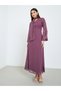 Women Lilac Textured Maxi Dress with Neck Tie Detail