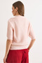 Women's Powder Pink Polo Collar Soft Textured Crop Knit Sweater Kzk-19001155 - 2