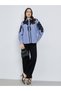 Women Blue Striped Shirt with Lace Trim - 2