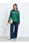 Women Green Slogan Oversized Long Sleeve T-Shirt - 2