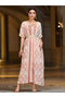 Women Rhinestone Embellished Flower Patch Belted Jalabiya