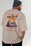 Araba Club Series 3 Back Printed Beige Oversize T-Shirt 100% Cotton Men Women - 7