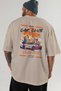 Araba Club Series 18 Back Printed Beige Oversize T-Shirt 100% Cotton Men Women - 5