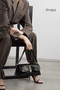 Wrinkled Textured Black Shk305 Faux Leather, Special Lock Magnet Hand, Arm and Shoulder Bag - 7
