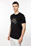 Men's Black Standard Fit Crew Neck Printed 100% Cotton T-Shirt - 4