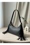 Women's Leather-Look Tasseled Daily Shoulder Bag (Length 28 cm - Height 12 cm)