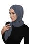 Wrapped Takmatik Dark Gray Ready-To-Wear Turban Hijab Medical Grade Suitable for Prayer Covering