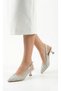Women's Short Heeled Pearl and Stone Embellished Wedding Dress Shoes - 5