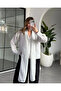 Ecru Striped V-Neck Shirt with Shawl - 70242 - 2