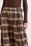 Women's Brown Belt Detailed Casual Plaid Trousers with Pockets Pnt-19000391 - 5