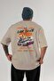 Araba Club Series 30 Back Printed Beige Oversize T-Shirt 100% Cotton Men Women - 2
