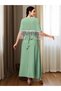 Women Green Rhinestone Embellished Tasselled Jalabiya - 3