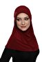 Tactical Stone Handcrafted Bead Embroidered Claret Red Ready-made Turban Hijab Bonnet Prayer Cover - 5