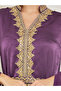 Women Purple Satin Embroidered Jalabiya - 4