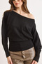 Women's Black Boat Neck Slim Knitwear Sweater Kzk-19001160 - 5