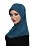 Tactical Stone Handcrafted Bead Embroidered Petrol Color Ready Turban Hijab Bonnet Prayer Cloth - 5