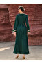Women Green Golden Embroidered Flower Jalabiya - 4