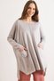 Women's Gray Double Pocket Oversize Slit Long Knitwear Tunic Tnk-19000106 - 4