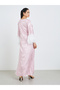Women Jacquard Jalabiya with Faux Feather Trim - 5