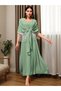 Women Green Rhinestone Embellished Tasselled Jalabiya - 6