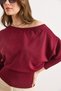 Women's Burgundy Boat Neck Slim Knitwear Sweater Kzk-19001160 - 5