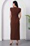Crew Neck Buttoned Waist Slit Dress Grs3870 - 8