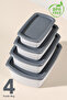 Set of 20 Rectangular Storage Containers - Microwave Safe Food Containers 1.25L 0.75L 0.5L 0.25L Gray - 3