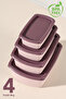 Set of 12 Rectangular Storage Containers - Microwave Safe Food Containers 1.25L 0.75L 0.5L 0.25L Pink - 3