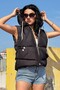Women's Hooded Cropped Puffer Vest – Water-Repellent Zip and Snap Detail Casual Sports Vest - 3
