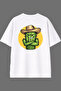 Cactus Man Design Back Printed White Oversize T-Shirt