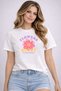 Flowers Love Print Detailed Basic T-Shirt