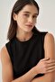 Black-Crew Neck Sleeveless Cotton T-Shirt - 5