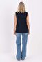 Navy Blue-Crew Neck Sleeveless Cotton T-Shirt - 4