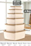 Set of 6 Rectangular Storage Containers - 6 Sizes of Microwave-Safe Organizer Food Containers Beige