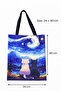 Van Gogh Starry Night and Cat Themed 2-Piece Bag Set Handbag and Makeup Bag - 2