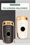 Bmw Compatible E60, E61, E70, E81, E87, E90, E91, E92, X1, X5, X3, 1, 3, 5, 6, Z4, M3, M5 Gold Edge Tpu Key Case Cover (White) - 5