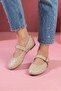 Chrome Beige Leather Metal Mini Trocley Belted Premium Ballerinas - 2