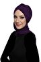 Kardelen Scarf Lined Purple Ready-made Hijab Hijab Pool and External Bonnet - 4