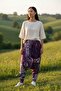 Ethnic Patterned Women's Shalwar Pocketed , Elastic Waist, Comfortable Cut Casual Shalwar Trousers - 4