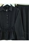 Drawstring Blouse Skirt Set - Black - 3