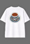 Turkish Coffee Design White Oversize T-Shirt with Back Print