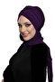 Kardelen Scarf Lined Purple Ready-made Hijab Hijab Pool and External Bonnet - 2