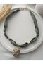 Scarf Bandana Necklace Polymer Clay Female Figure Pendant Special Design Handmade Khaki Fabric - 3